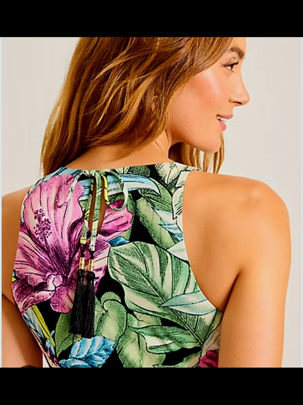 Jasmina Tommy Bahama Tropical Floral Maxi Dress in Black, Pink, Green, Blue - Picture 4 of 5